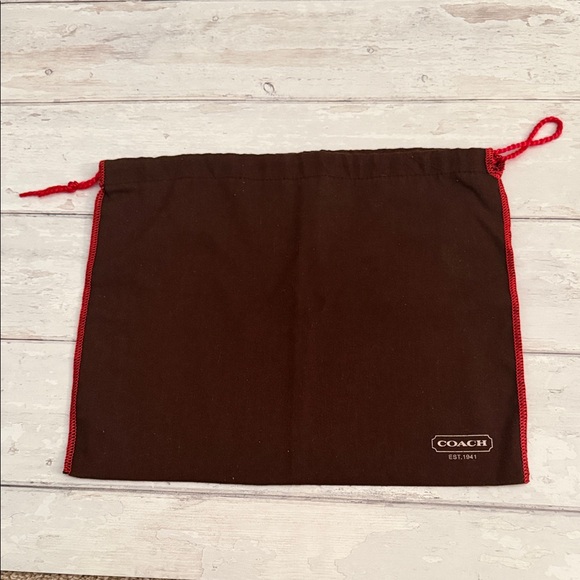 Coach Brown Drawstring Dust Bags with Red Trim (Pair) - Picture 4 of 6
